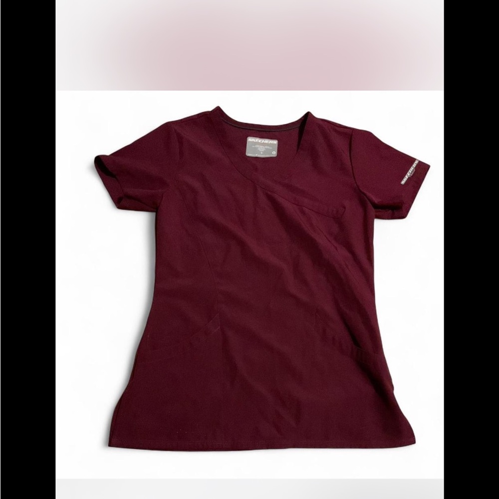 Sketchers Maroon Short Sleeve Scrub Top